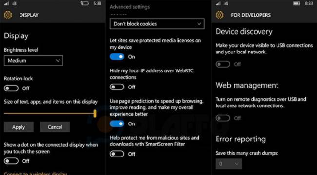 В Windows 10 Mobile можно будет масштабировать экран